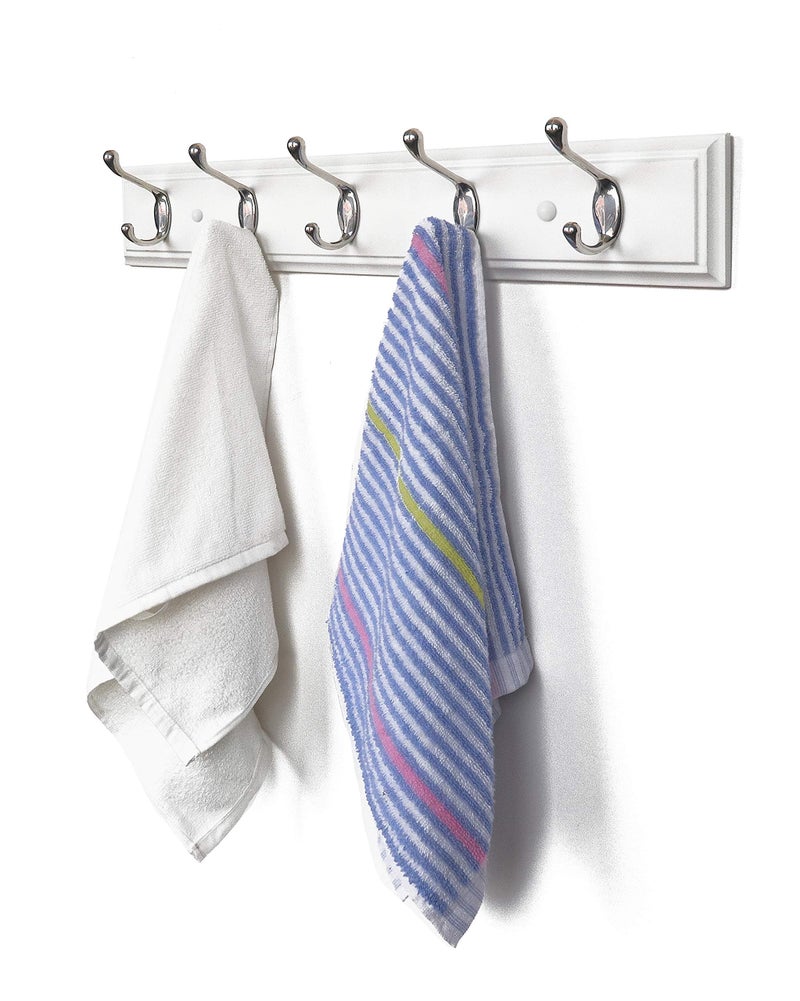 creathome 2Pcs Creathome 27" Hadi Hookrail with Five Hooks, White Board and Chrome Powder Coated Hook - Image 1